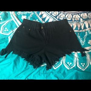 Frayed Hem Denim Shorts